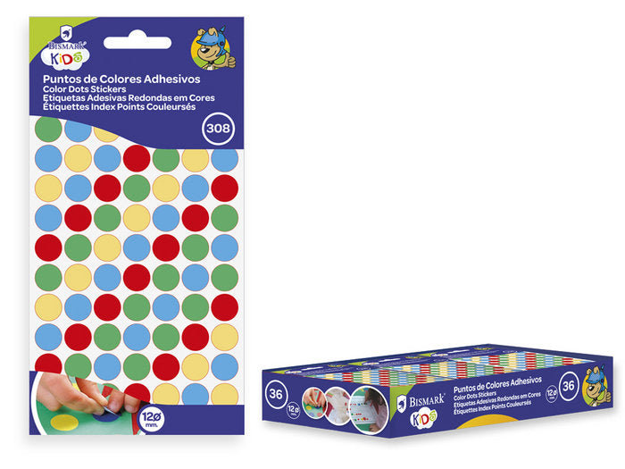 PUNTOS DE COLORES ADHESIVOS 12MM 4X77 UNIDADES GOMETS | 24 UNIDADES | (POESSA BISMARK BASICO)