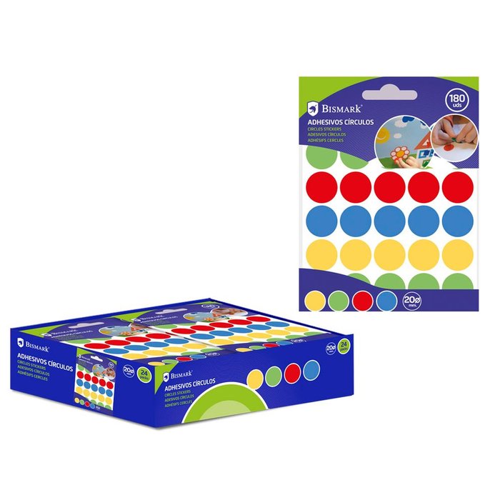 Gomets adhesivos círculos 20mm, pack de 24 unidades Imagen principal del producto