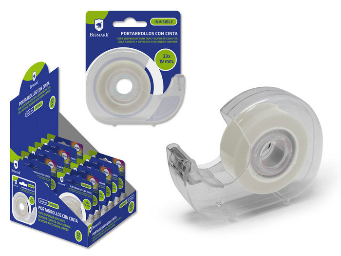 Portarrollos cinta adhesiva invisible 33x19 mm Bismark Marca Poessa Bismark Básico Imagen principal del producto