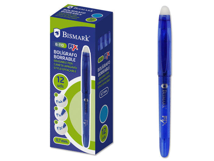 BOLIGRAFO BORRABLE CAPUCHON BISMARK AZUL 0,7MM | 12 UNIDADES | (POESSA BISMARK BASICO) Imagen principal del producto