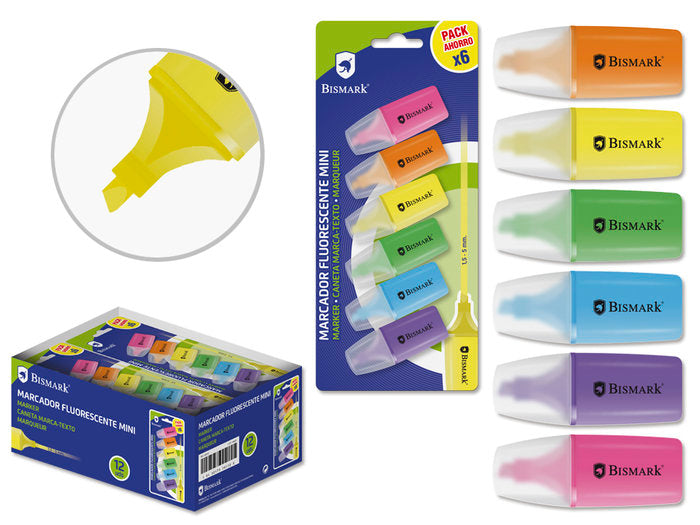 Mini Rotulador Fluorescente Bismark Neon 6U Blister | Poessa Bismark Regalo | Pack 12 Unidades Imagen principal del producto