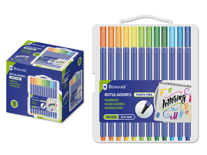 Set 24 Rotuladores Punta Fina Lettering | Poessa Bismark Regalo | Pack 1 Unidades