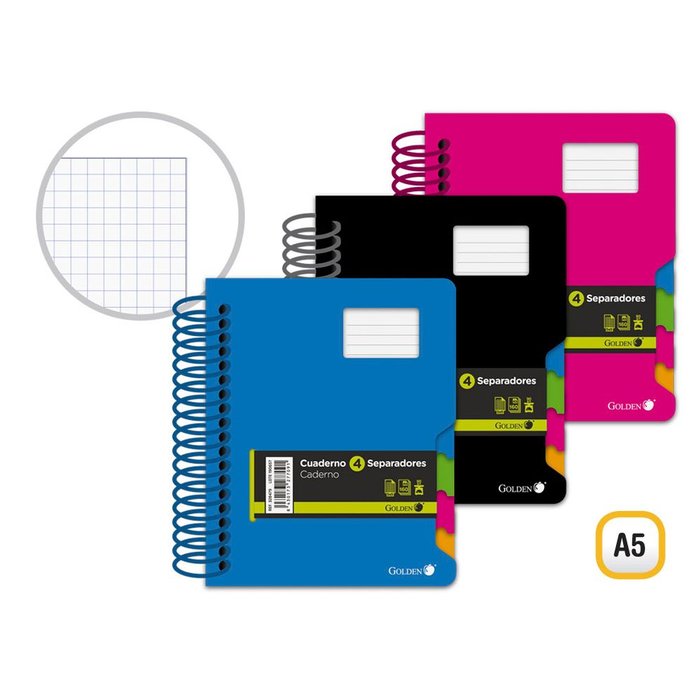 Bloc PP A5 160H 90 g 4 Separadores Cuadro Rojo Golden Imagen principal del producto