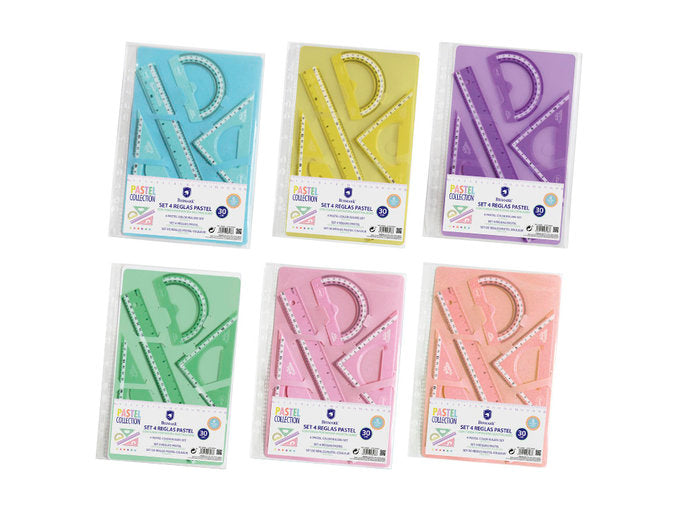 SET 4 REGLAS PASTEL CON FUNDA PORTADORA MULTITALADRO | 1 UNIDADES | (POESSA BISMARK BASICO) Imagen principal del producto