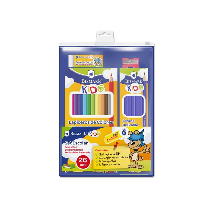 PACK MATERIAL ESCOLAR AHORRO KIDS 26 UDS | 1 UNIDADES | (POESSA BISMARK BASICO)
