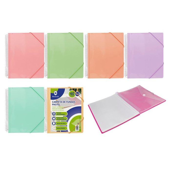 CARPETA ESPIRAL 40 FUNDAS PP PASTEL SURTIDAS | 1 UNIDADES | (POESSA BISMARK BASICO) Imagen principal del producto