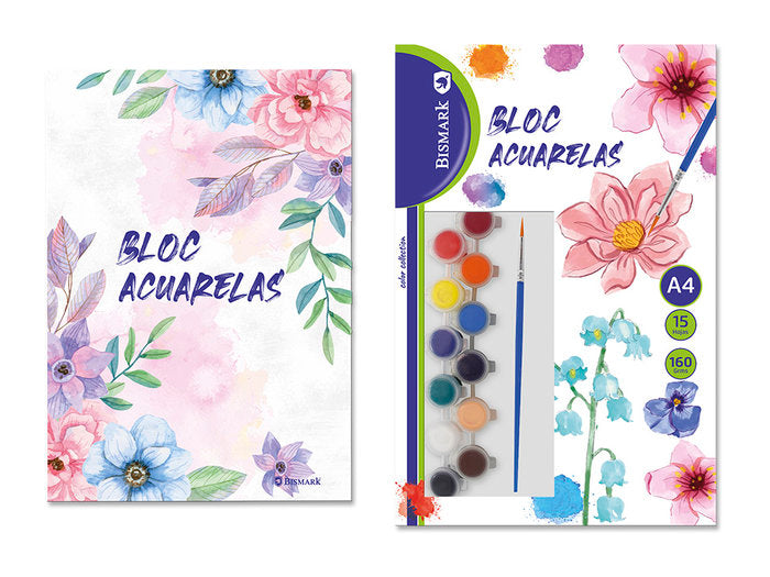 Bloc acuarelas con 12 acuarelas de 3 ml y pincel Poessa Regalo