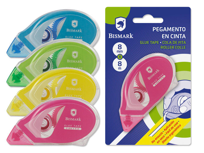 Cinta adhesiva con pegamento Bismark 8m x 8mm para manualidades y oficina