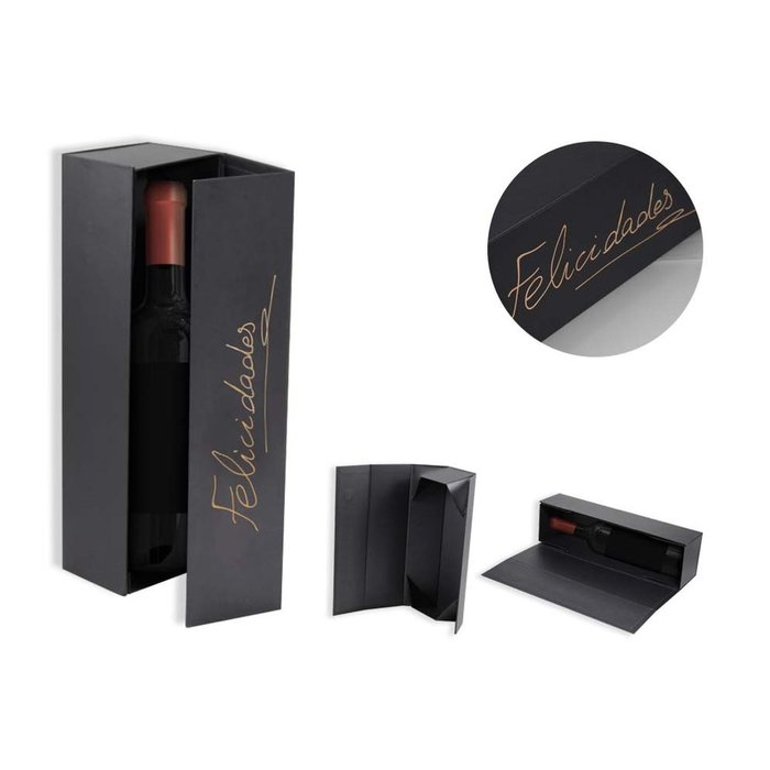 CAJA PLEGABLE RIGIDA PARA BOTELLAS CON ROTULADOR | POESSA BISMARK GIFT | 1 UNIDAD | 8430173305213