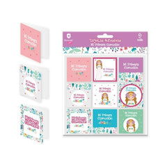 TARJETAS ADHESIVAS NIÑAS MI PRIMERA COMUNION | POESSA BISMARK REGALO | ENVASE 24 UDS. UNIDAD | 18430173310139