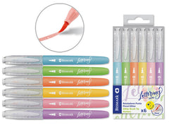 Rotuladores Glitter 6 Colores Lettering Pastel Surtidos | Poessa Bismark Regalo | Pack 12 Unidades