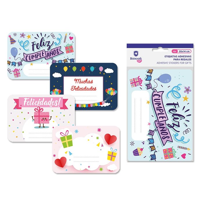 Etiquetas Regalo Adhesivas Grandes Surtidas 4 Unidades POESSA BISMARK REGALO Imagen principal del producto