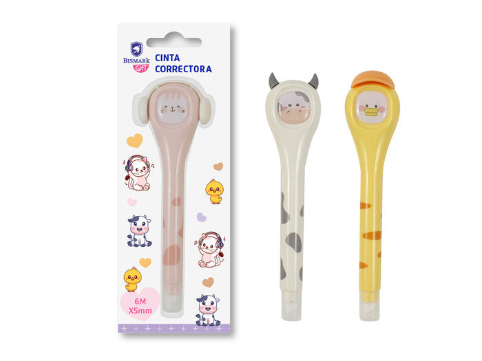 Expositor 12 Cinta Correctora Kawaii 5 mm 6 metros POESSA BISMARK REGALO