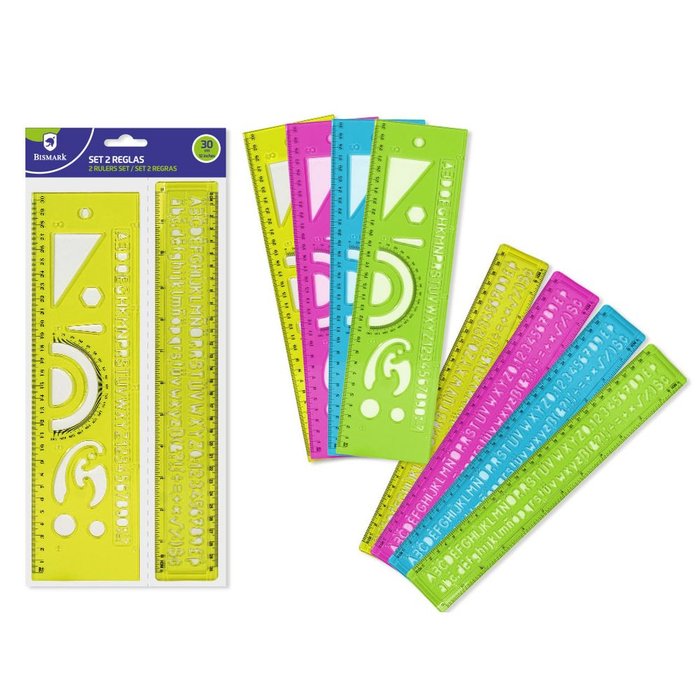 Set 2 Reglas con Plantillas Dibujo Surtidas POESSA BISMARK REGALO Imagen principal del producto