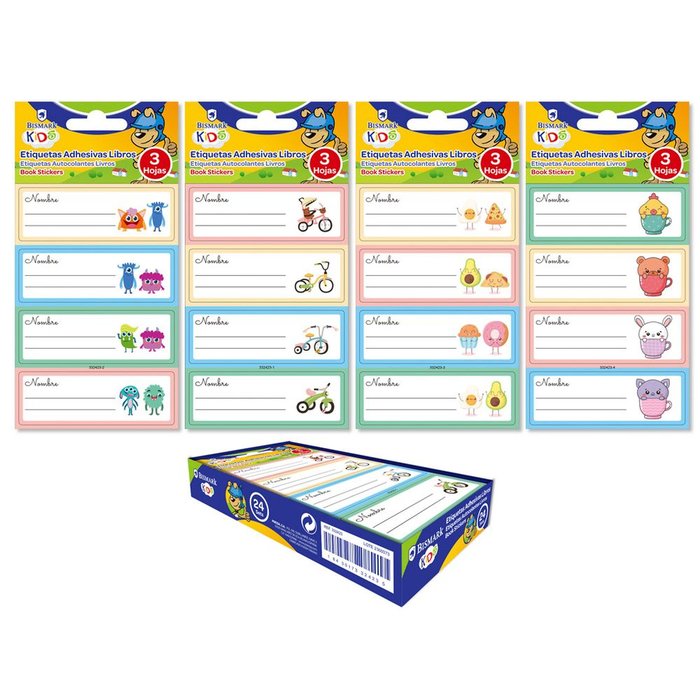 EXPOSITOR 24 PACK ETIQUETAS ADHESIVAS LIBROS MARCO 12U | 24 UNIDADES | (POESSA BISMARK BASICO) Imagen principal del producto