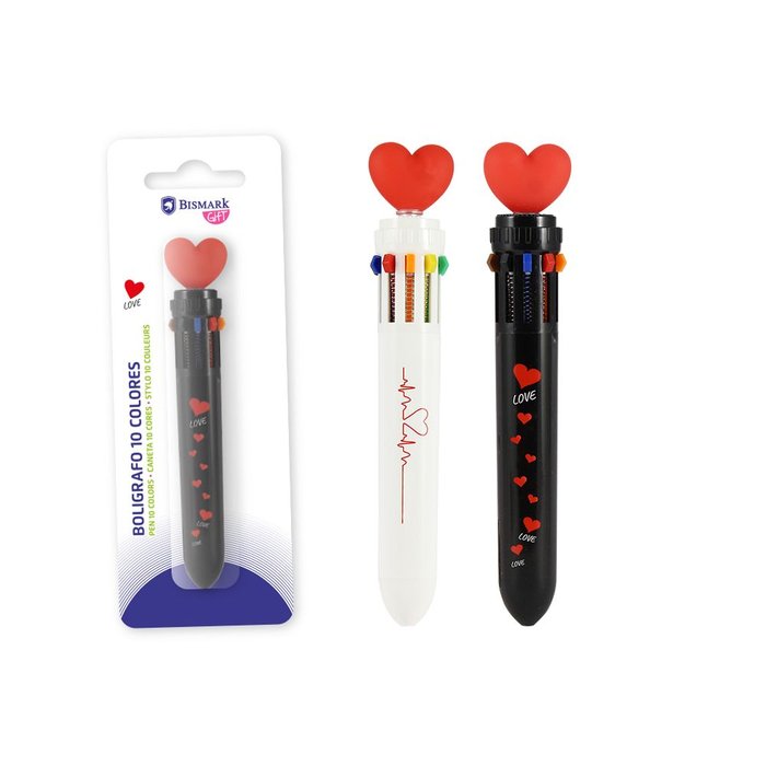 Expositor 24 Bolígrafos 10 Colores Corazón Poessa Bismarck Regalo Imagen principal del producto