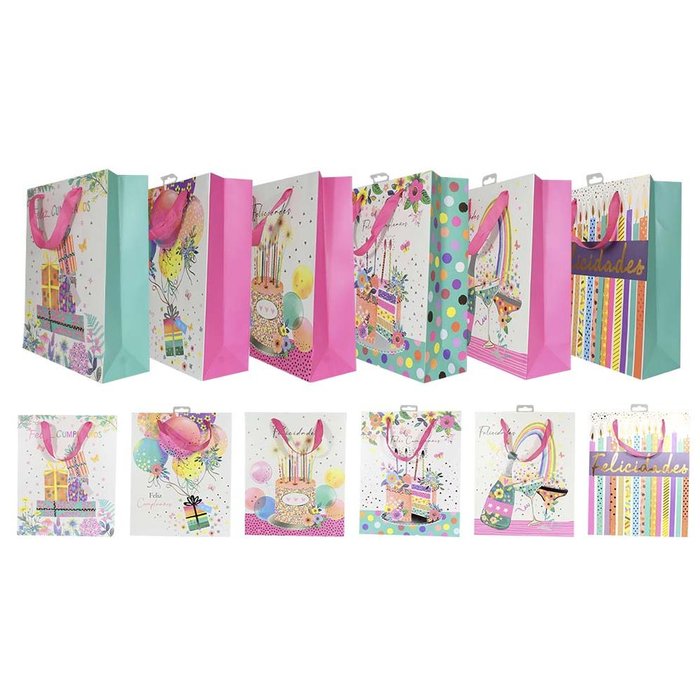 BOLSA REGALO CUMPLEAÃOS FLUOR 26X32X10CM | POESSA REGALO | 1 UNIDAD | 18430173325638 Imagen principal del producto
