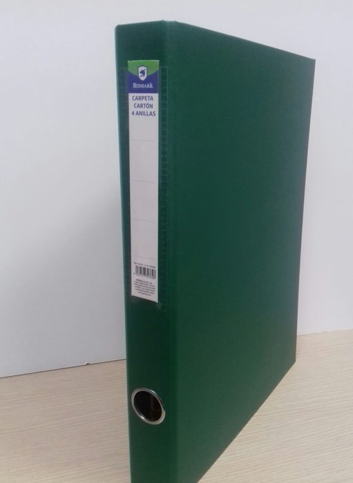 CARPETA CARTON FOLIO 4 ANILLAS 25MM VERDE | 1 UNIDADES | (POESSA BISMARK BASICO) Imagen principal del producto