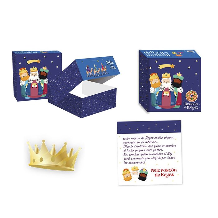 Caja Roscon Tarjeta y Corona Reyes Magos BISMARK Navidad