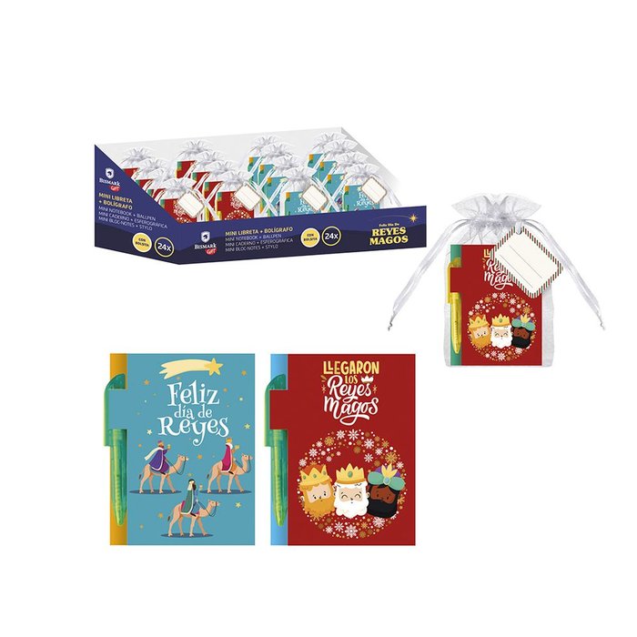 Mini libreta con bolígrafo Reyes Magos en bolsita BISMARK Navidad