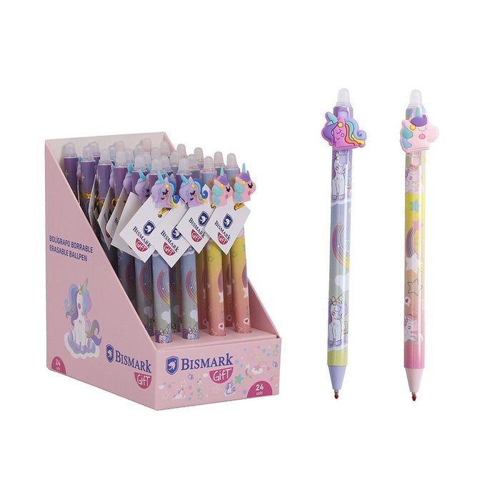 Expositor 24 Bolígrafos Borrables Unicornios POESSA BISMARK GIFT