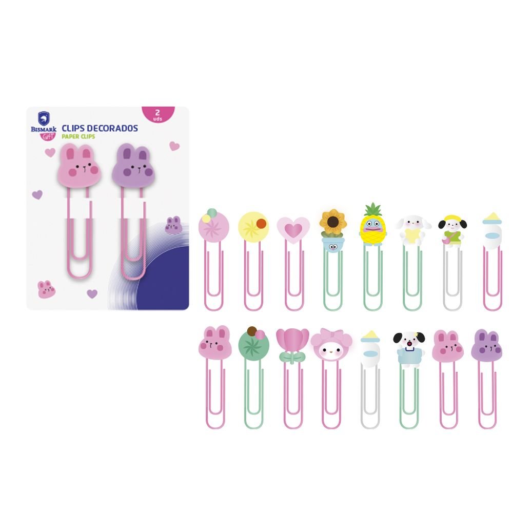 SET 2 CLIPS DECORADOS | 24 UNIDADES | (POESSA BISMARK GIFT)