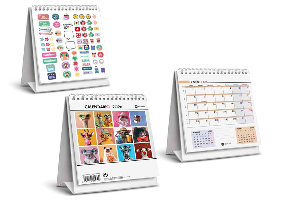 Calendario Sobremesa 2026 con Pegatinas INGRAF Agendas