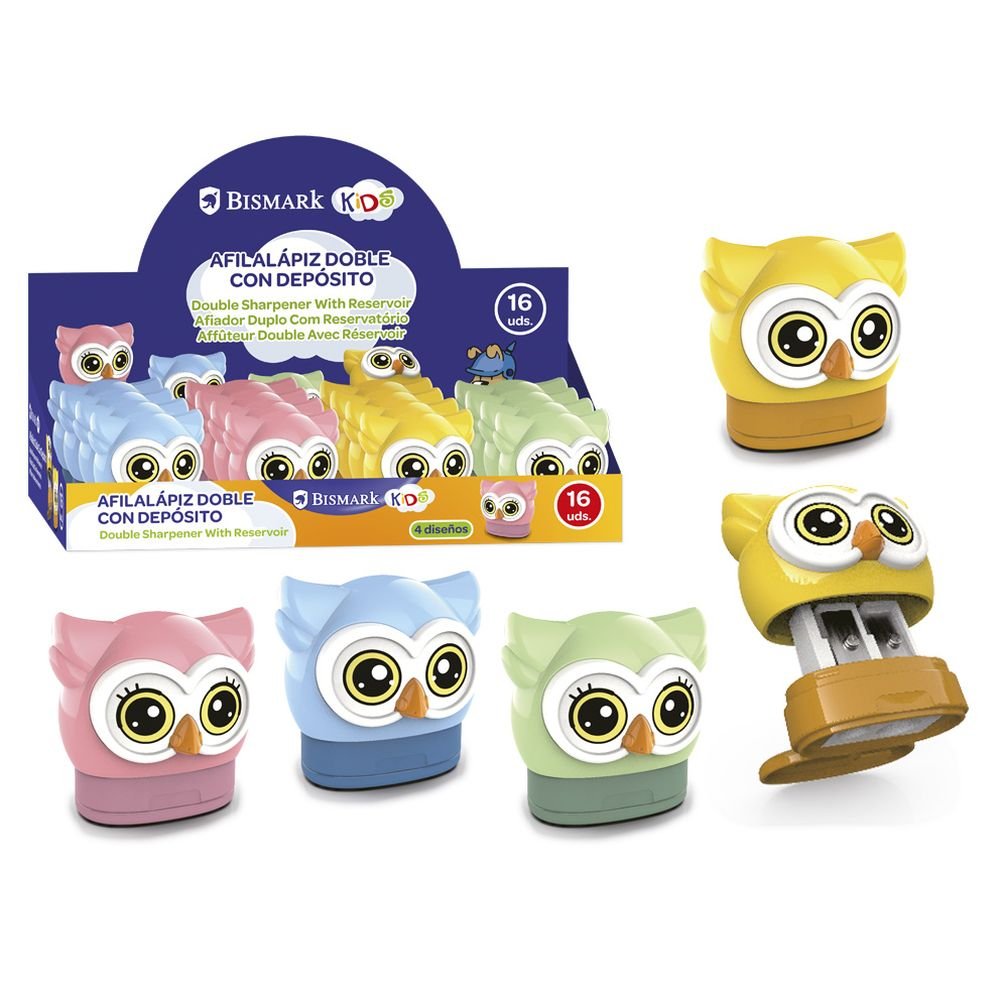 Afilalapiz Doble con Deposito Búho Poessa Bismark Kids