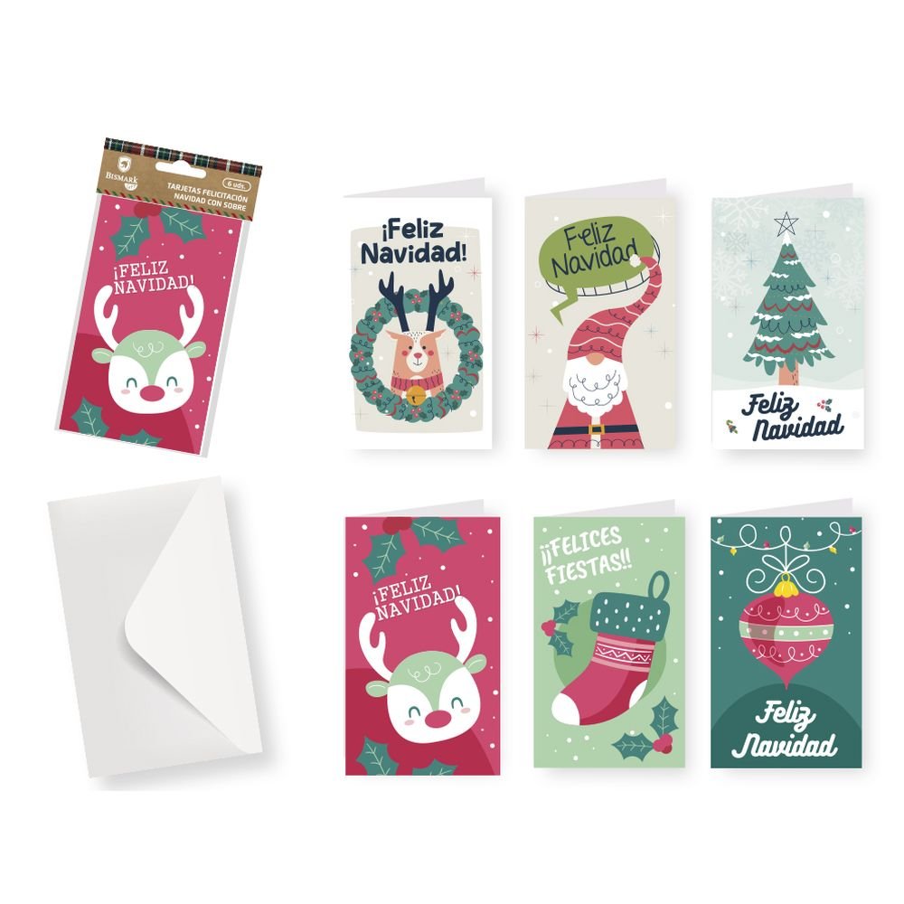 PACK 6 TARJETAS NAVIDAD C/SOBRE | BISMARK NAVIDAD | ENVASE 24 UDS. UNIDAD | 18430173335606