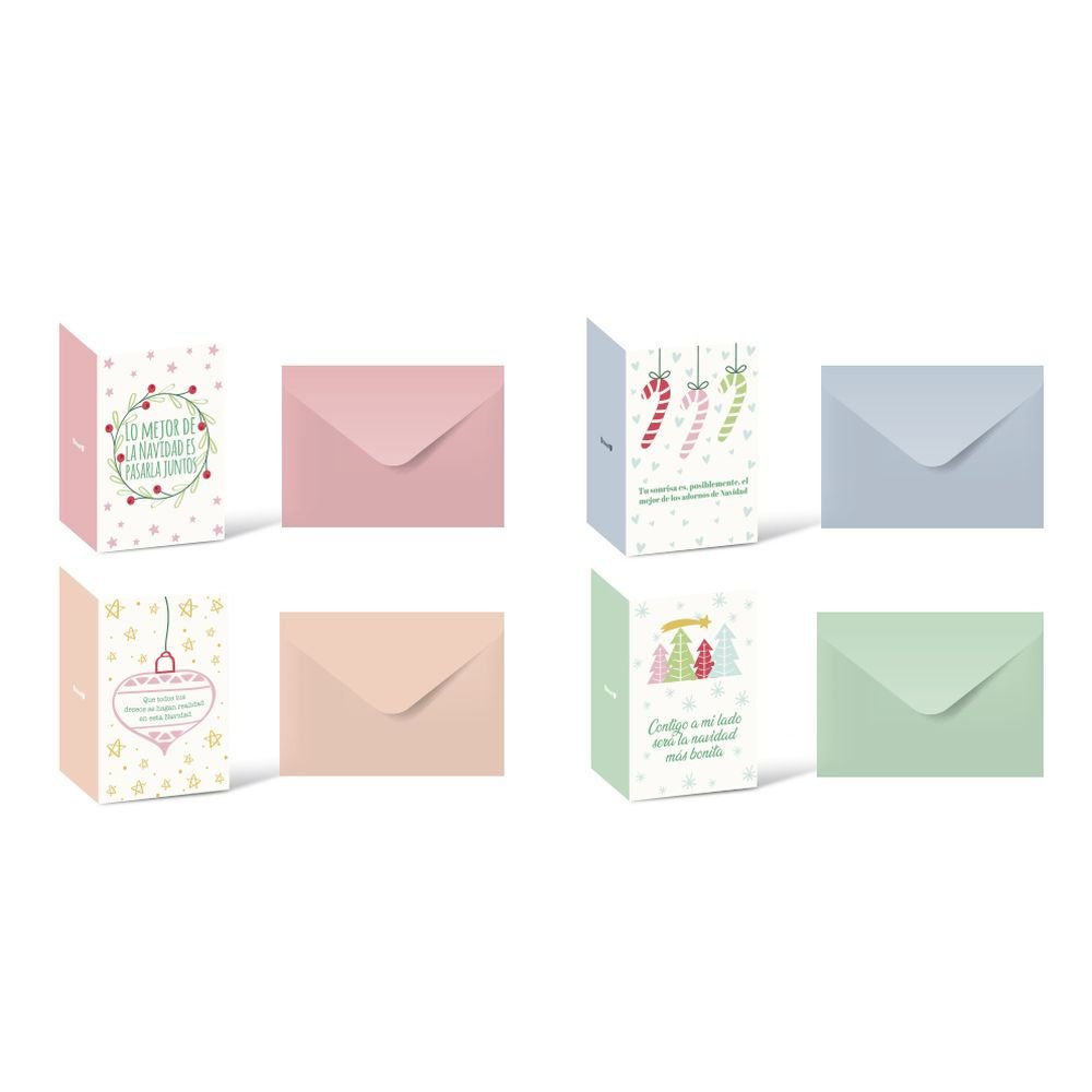 TARJETA FELICITACION NAVIDAD PASTEL | BISMARK NAVIDAD | ENVASE 24 UDS. UNIDAD | 18430173335651