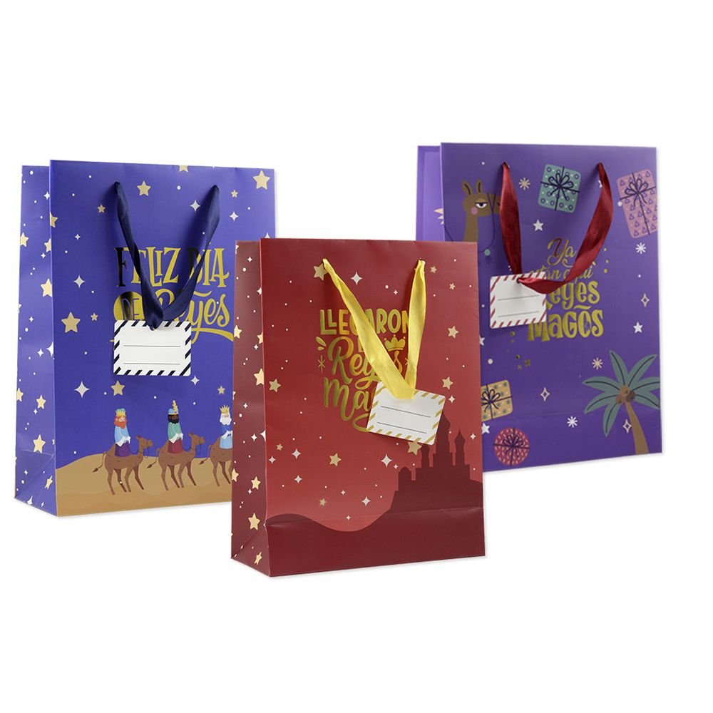 BOLSA PAPEL REYES MAGOS M FOIL CON TARJETA COLGANT | BISMARK NAVIDAD | 1 UNIDAD | 18430173336009