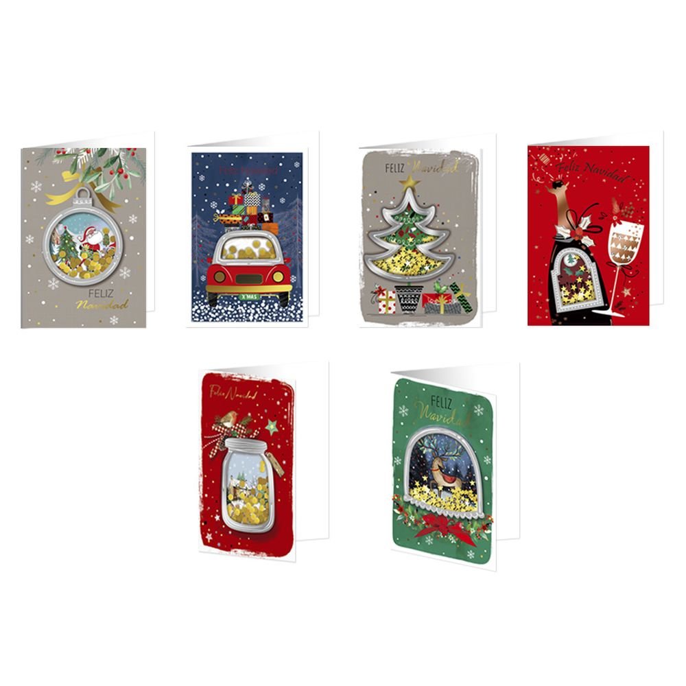 TARJETA FELICITACION NAVIDAD CONFETTI C/ SOBRE | BISMARK NAVIDAD | ENVASE 24 UDS. UNIDAD | 18430173336085