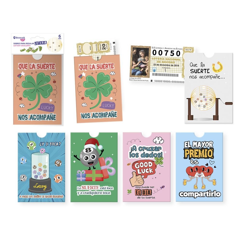 Sobres para Regalar Lotería Pack 6 unidades BISMARK Navidad