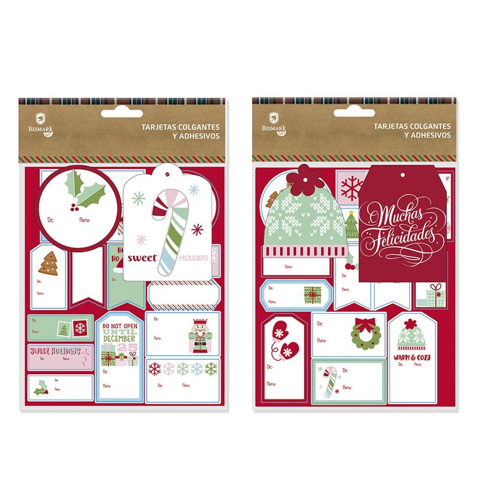 TARJETAS COLGANTES NAVIDAD Y ADHESIVOS | BISMARK NAVIDAD | ENVASE 12 UDS. UNIDAD | 18430173336238