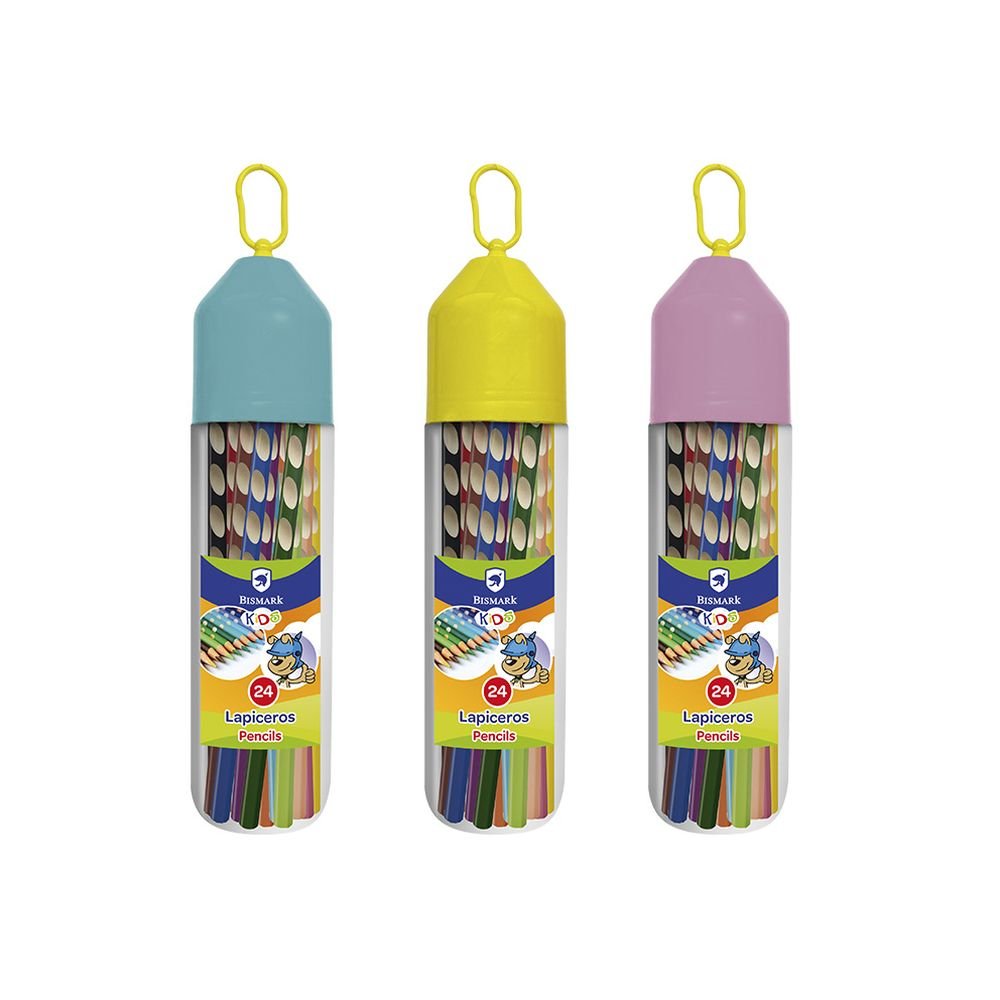 SET 24 LAPICES DE COLORES EN BOTE COLGANTE | 1 UNIDADES | (POESSA BISMARK KIDS) Imagen principal del producto