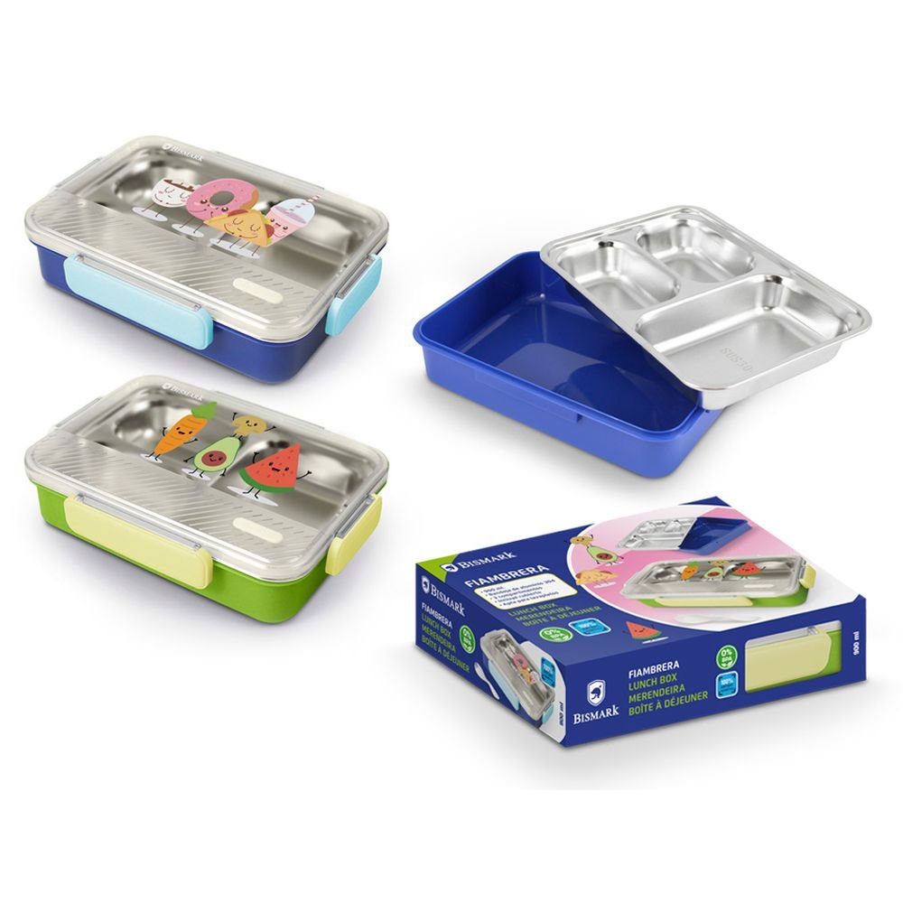 Fiambrera de Aluminio 900 ml con 3 Compartimentos - Poessa Bismark Básico