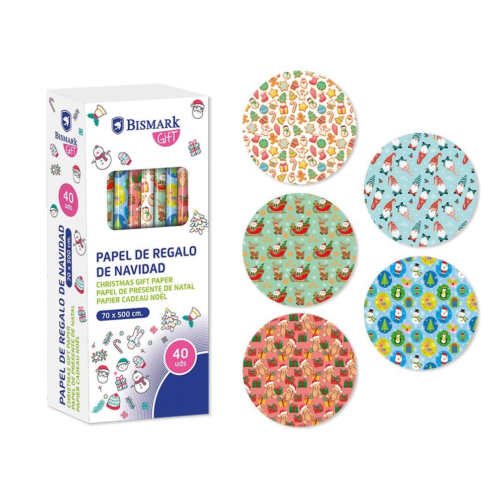 PAPEL DE REGALO NAVIDAD JUGUETES 70X500 CM | BISMARK NAVIDAD | ENVASE 40 UDS. UNIDAD | 18430173337174 Imagen principal del producto