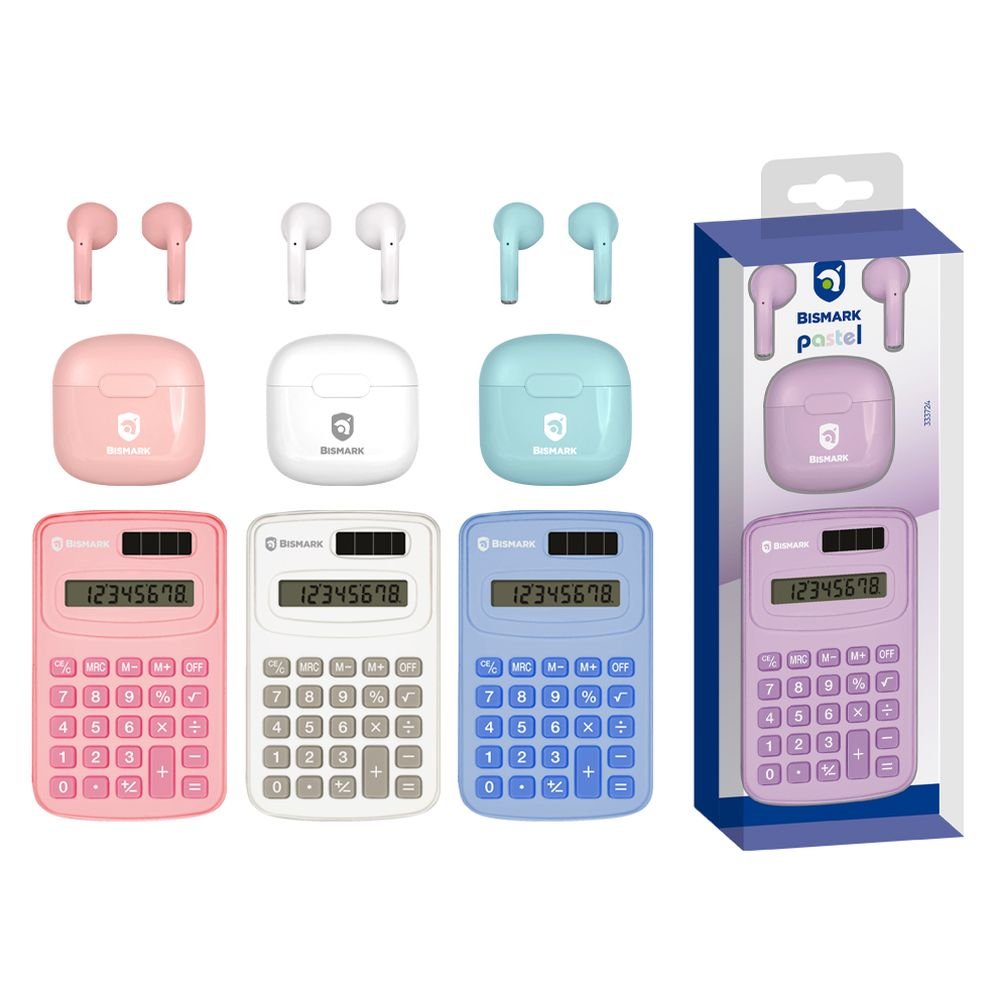 SET AURICULARES BLUETOOTH + CALCULADORA PASTEL | UMAY | 1 UNIDAD | 8430173337245