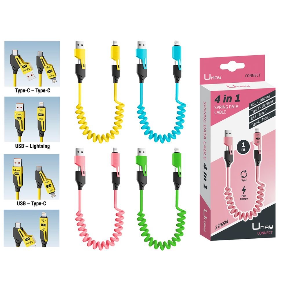 Cable Cargador Elastico 4 en 1 UMAY