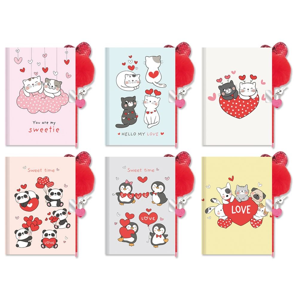 Expositor 12 Diarios con Bolígrafos Pompom Love You Marca Poessa Bismark Gift
