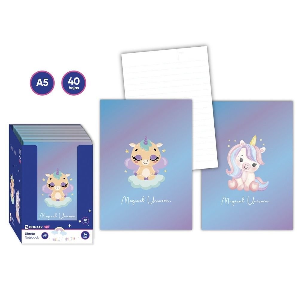 Libreta Grapada Magical Unicornio Marca Poessa Bismark Gift