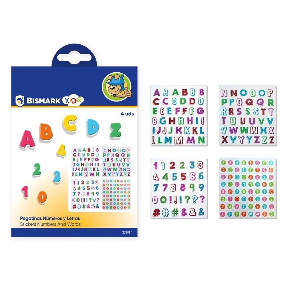 Pegatinas Números y Letras 4 Hojas POESSA BISMARK KIDS