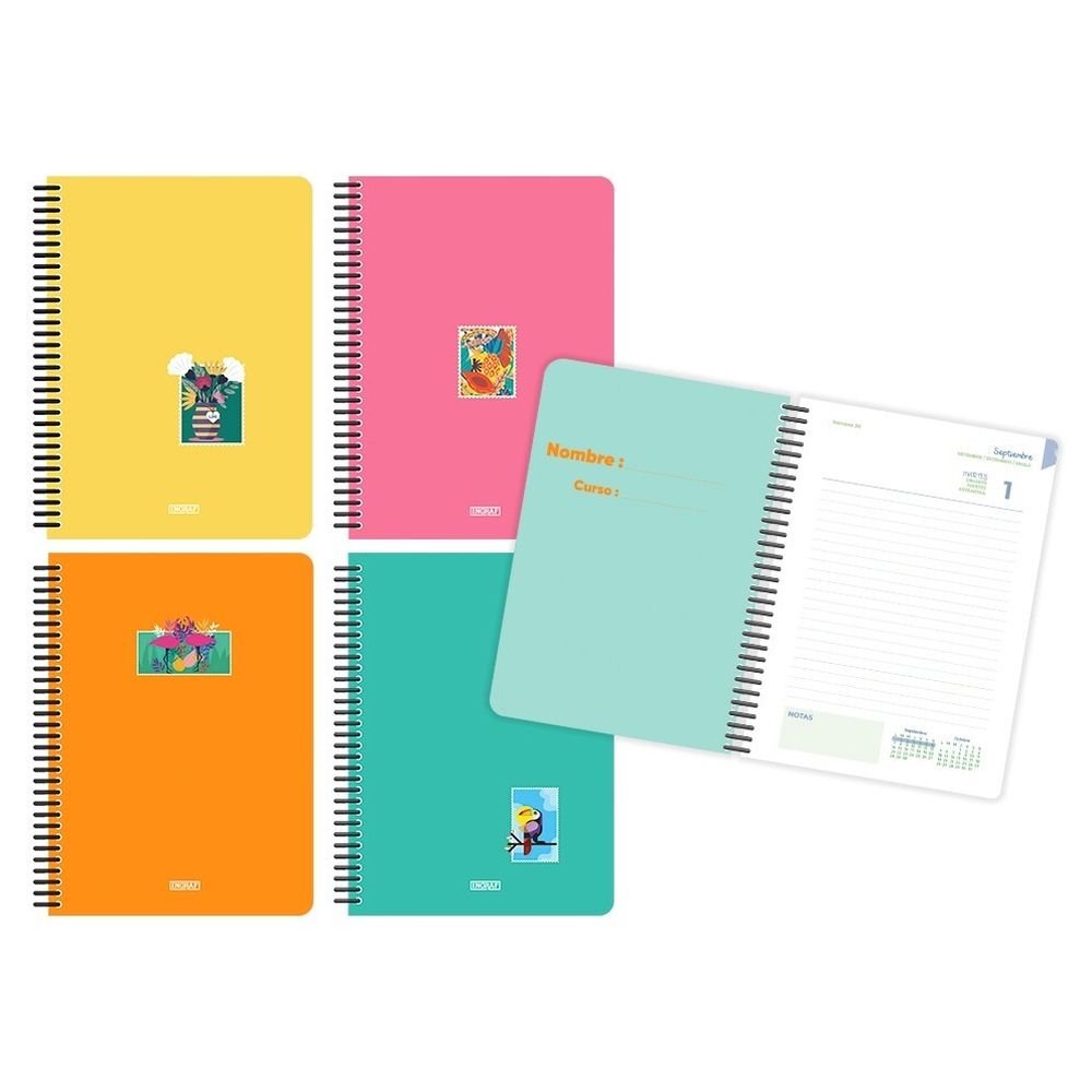 Agenda escolar 26/27 Tropical 4º día páginas con foil INGRAF Agendas
