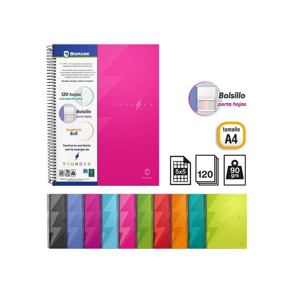Cuaderno extra duro Thunder A4 120H 90 g Poessa Bismark Básico Imagen principal del producto