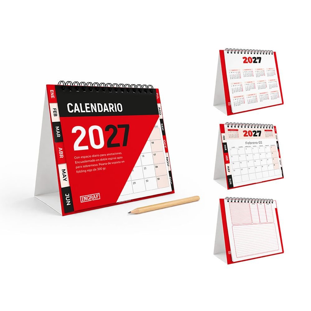 Calendario 2027 Vertical con Guías y Lapicero INGRAF Agendas