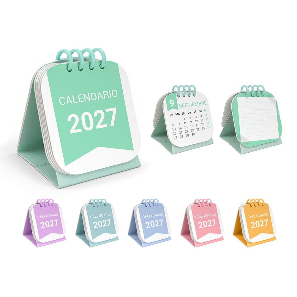 Mini Calendario 2027 con Espiral INGRAF Agendas Rojo