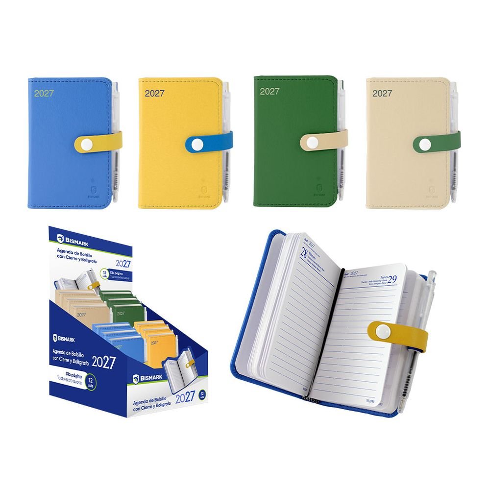 Mini Agenda Anual 2027 Luxe Día Página Broche y Bolígrafo INGRAF Agendas