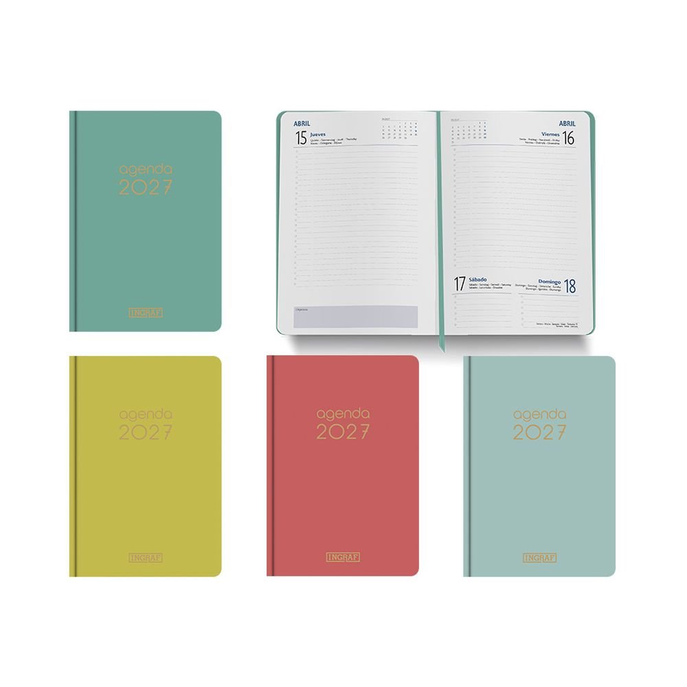Agenda Anual 2027 Soft Vibes Día Página 15x21cm Surtida
