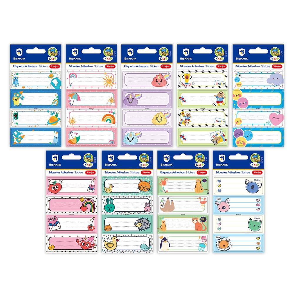 Etiquetas Escolares Adhesivas Libros Fun Pack 12 Uds POESSA BISMARK BASICO Imagen principal del producto