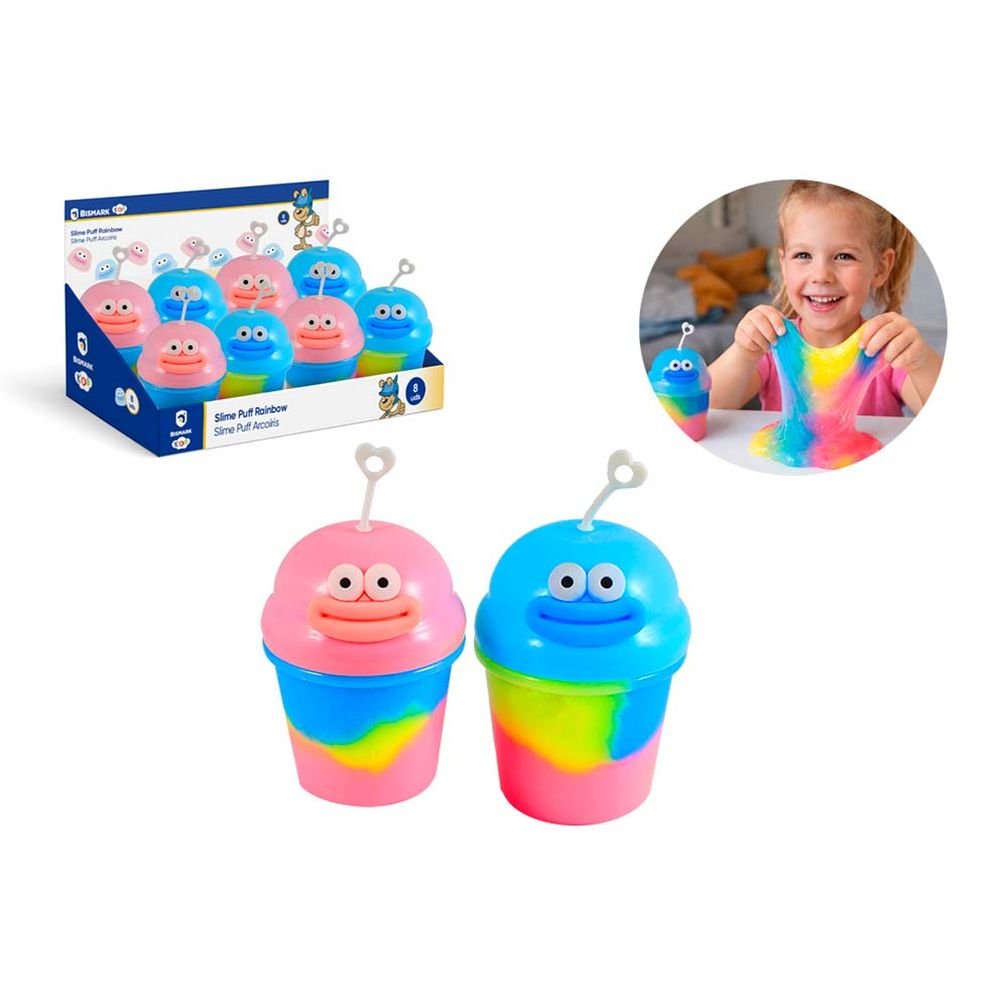 Expositor 8 Vasos XXL Slime Puff Rainbow 280 g POESSA BISMARK BASICO